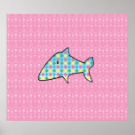 Argyle shark on pink bubbles poster