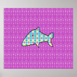 Argyle shark on purple bubbles poster