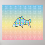 Argyle shark on rainbow bubbles poster