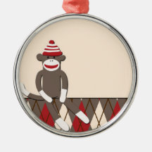 Argyle Sock Monkey Ornament
