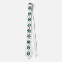 Argyle Tie - Green 3 with navy blue plaid