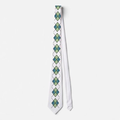 Argyle Tie - Green 3 with navy blue plaid by ArtbyJean