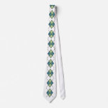 Argyle Tie - Green 3 with navy blue plaid