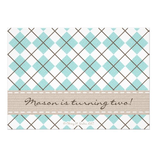 Argyle Tie Little Man Photo Birthday Invitations
