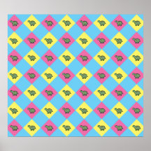 Argyle turtle pattern on blue poster