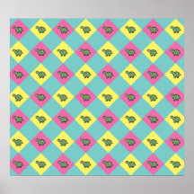 Argyle turtle pattern on blue posters