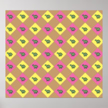 Argyle turtle pattern on brown poster