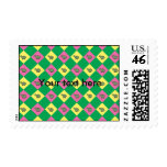 Argyle turtle pattern on green postage stamp