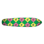 Argyle turtle pattern on green skate boards