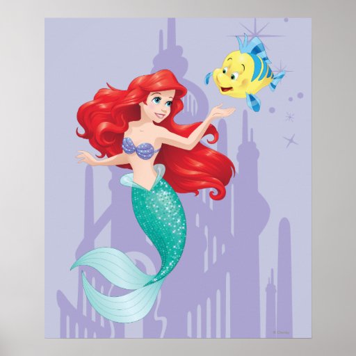 Ariel and Flounder Poster Zazzle