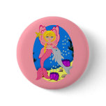 Ariel the Pink Merfaery and Dolphin Button