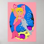 Ariel the Pink Merfaery and Dolphin Poster posters