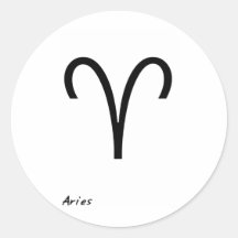 Aries B&W Round Stickers