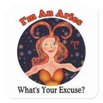 Aries Excuse Zodiac Chick Square Sticker