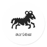 Aries in black round sticker