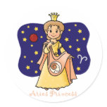 Aries Princess Round Stickers