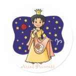Aries Princess Round Stickers