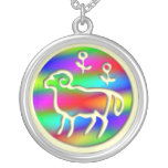 Aries Rainbow Ram Zodiac Sterling Silver Necklace