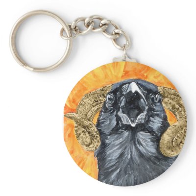 Aries Raven watercolor Key Chain by nefera