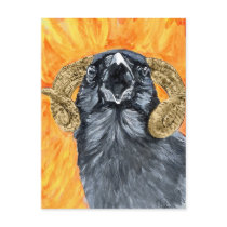 Aries Raven watercolor Post Card