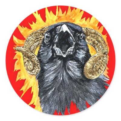 Aries Raven watercolor Sticker by nefera
