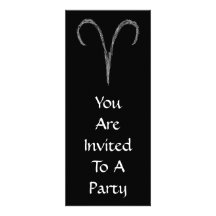 Aries. Zodiac Astrology Sign. Black. Invite