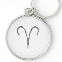Aries. Zodiac Astrology Sign. Black. Keychain