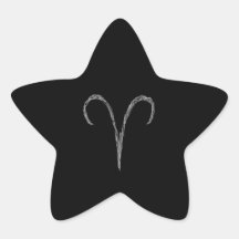 Aries. Zodiac Astrology Sign. Black. Star Stickers