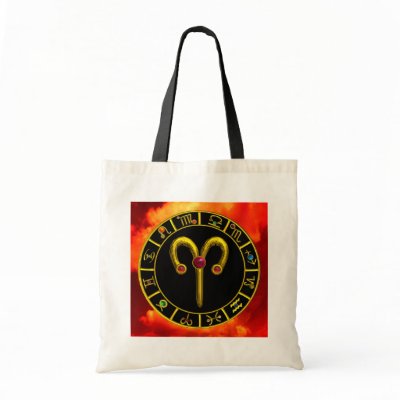 ARIES ZODIAC BIRTHDAY JEWEL CANVAS BAG by bulgan_lumini