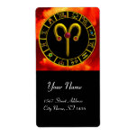 ARIES ZODIAC BIRTHDAY JEWEL Red Ruby Gold Shipping Label