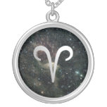 Aries Zodiac In Universe Sterling Silver Necklace