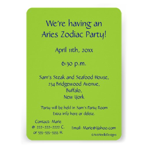 Aries Zodiac Party Invitation/Astrology