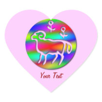 Aries Zodiac Pink Heart Romantic Birthday Stickers