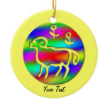 Aries Zodiac Star Sign Rainbow Birthday Christmas Tree Ornament