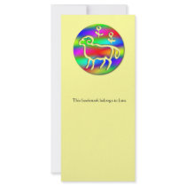 Aries Zodiac Star Sign Rainbow on Yellow Bookmark Custom Rack Cards