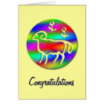 Aries Zodiac Star Sign Rainbow Sheep Birthday Cards