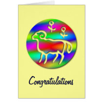 Aries Zodiac Star Sign Rainbow Sheep Birthday Cards