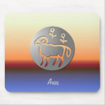 Aries Zodiac Star Sign Silver Premium Mouse Pad