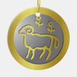 Aries Zodiac Star Sign Silver Premium Christmas Ornaments