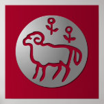 Aries Zodiac Star Sign Silver Premium Print
