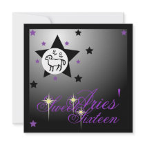 Aries Zodiacal Fortune Sweet Sixteen-Customize Personalized Announcement