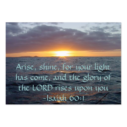 Arise Shine - Isaiah 60:1 Tract Cards / Business Card Templates (front side)
