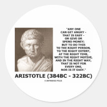 Aristotle Any One Can Get Angry Right Person Time Stickers