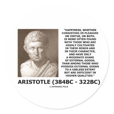 Aristotle Happiness Cultivated Minds Character Round Sticker by unfinishedpolis