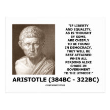 Aristotle Liberty Equality Democracy Share In Govt Post Card