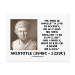 Aristotle Unable To Live In Society Beast Or God Post Cards