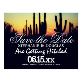 Arizona Cactus Sunset Save the Date Postcards