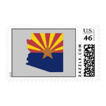 Arizona Flag Map Postage Stamp