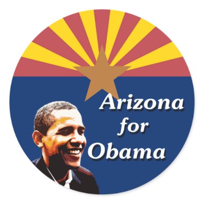 Arizona for Obama State Flag Design Sticker by irregulargoods