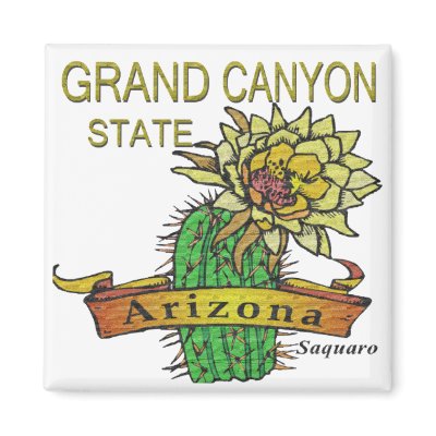 Arizona Grand Canyon State Seguaro Fridge Magnet by DesignsbySylvia